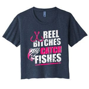 Reel Bitches Catch Fishes Funny Fishing Women's Crop Top Tee