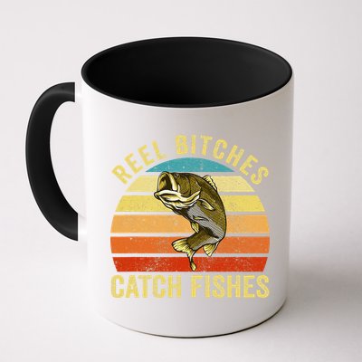 Reel Bitches Catch Fishes Funny Fishing Fisherman Vintage Mug
