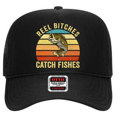Reel Bitches Catch Fishes Funny Fishing Fisherman Vintage Trucker Hat