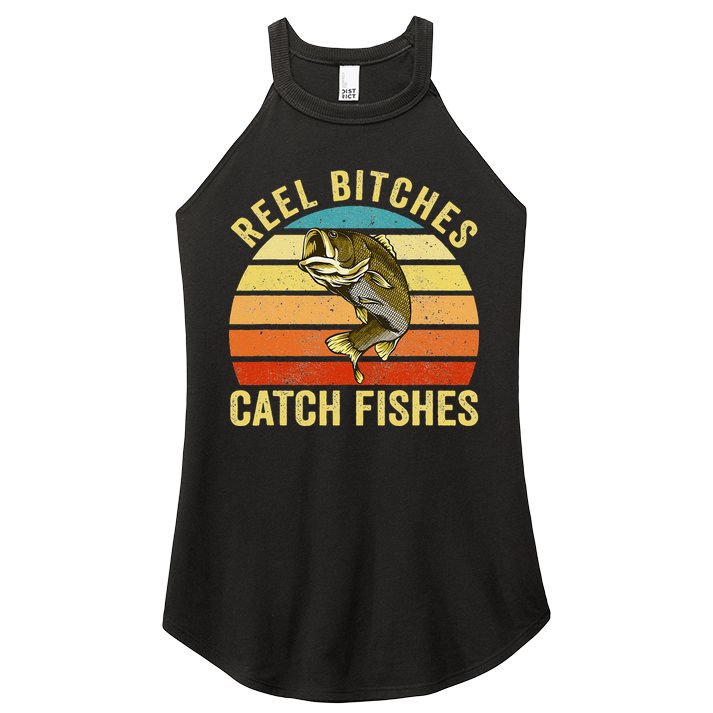 Reel Bitches Catch Fishes Funny Fishing Fisherman Vintage Women's Perfect Tri Rocker Tank