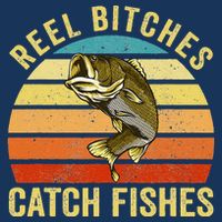 Reel Bitches Catch Fishes Funny Fishing Fisherman Vintage Long Sleeve Shirt
