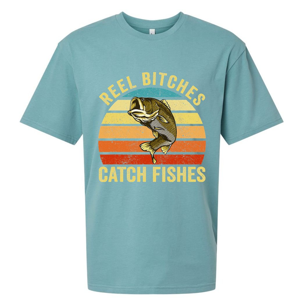Reel Bitches Catch Fishes Funny Fishing Fisherman Vintage Sueded Cloud Jersey T-Shirt