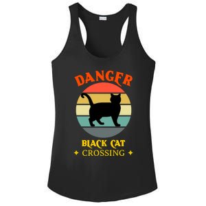 Retro Black Cat Danger Black Cat Crossing Superstition Meaningful Gift Ladies PosiCharge Competitor Racerback Tank