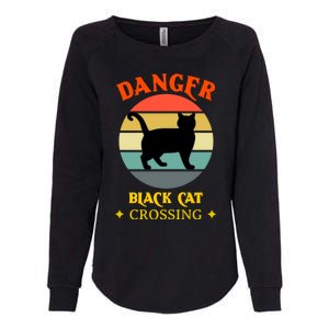 Retro Black Cat Danger Black Cat Crossing Superstition Meaningful Gift Womens California Wash Sweatshirt