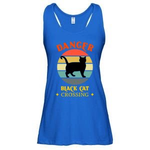 Retro Black Cat Danger Black Cat Crossing Superstition Meaningful Gift Ladies Essential Flowy Tank