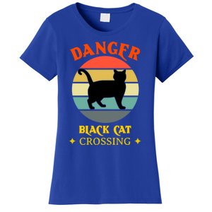 Retro Black Cat Danger Black Cat Crossing Superstition Meaningful Gift Women's T-Shirt