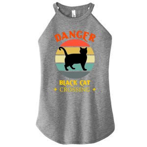 Retro Black Cat Danger Black Cat Crossing Superstition Meaningful Gift Women's Perfect Tri Rocker Tank