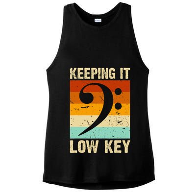 Retro Bass Clef Music Keeping It Low Key Musician Humor Ladies PosiCharge Tri-Blend Wicking Tank