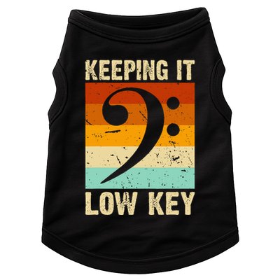 Retro Bass Clef Music Keeping It Low Key Musician Humor Doggie Tank