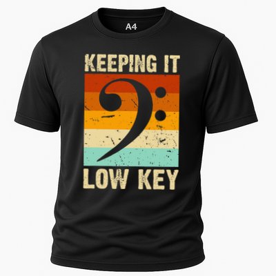 Retro Bass Clef Music Keeping It Low Key Musician Humor Performance Shirt
