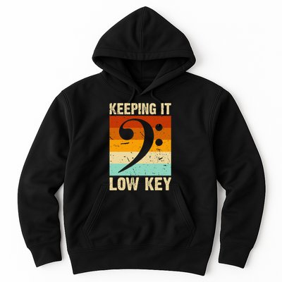 Retro Bass Clef Music Keeping It Low Key Musician Humor Hoodie