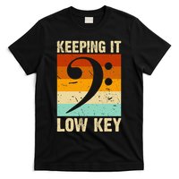 Retro Bass Clef Music Keeping It Low Key Musician Humor T-Shirt