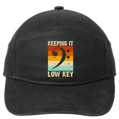 Retro Bass Clef Music Keeping It Low Key Musician Humor 7-Panel Snapback Hat