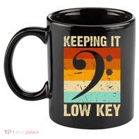 Retro Bass Clef Music Keeping It Low Key Musician Humor 11oz C Handle Ceramic Mug