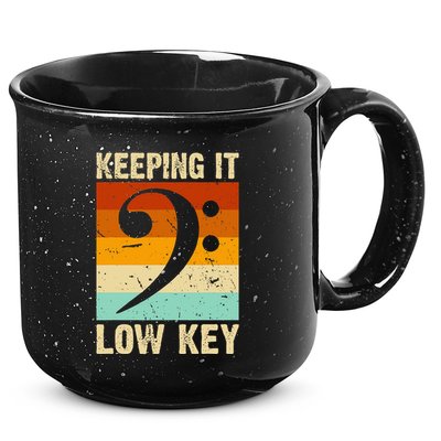 Retro Bass Clef Music Keeping It Low Key Musician Humor 15oz Campfire Ceramic Mug
