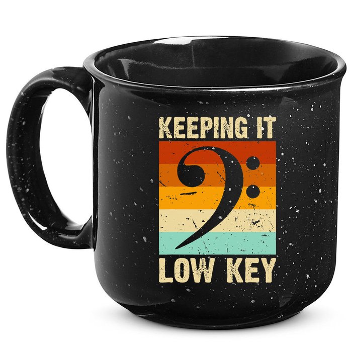 Retro Bass Clef Music Keeping It Low Key Musician Humor 15oz Campfire Ceramic Mug