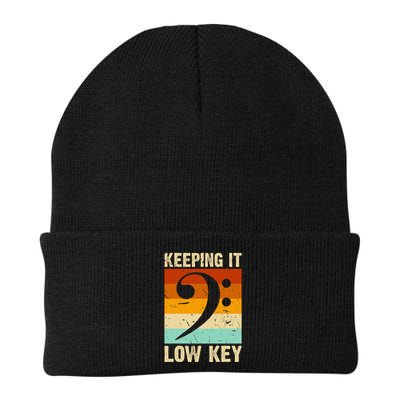 Retro Bass Clef Music Keeping It Low Key Musician Humor Beanie
