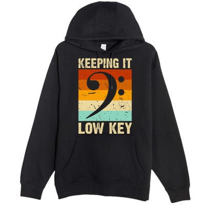 Retro Bass Clef Music Keeping It Low Key Musician Humor Premium Pullover Hoodie