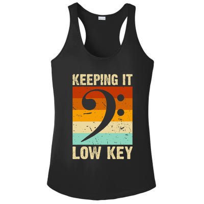Retro Bass Clef Music Keeping It Low Key Musician Humor Ladies PosiCharge Competitor Racerback Tank