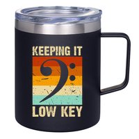 Retro Bass Clef Music Keeping It Low Key Musician Humor 12oz Stainless Steel Coffee Mug
