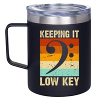 Retro Bass Clef Music Keeping It Low Key Musician Humor 12oz Stainless Steel Coffee Mug