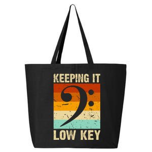 Retro Bass Clef Music Keeping It Low Key Musician Humor 25L Jumbo Tote