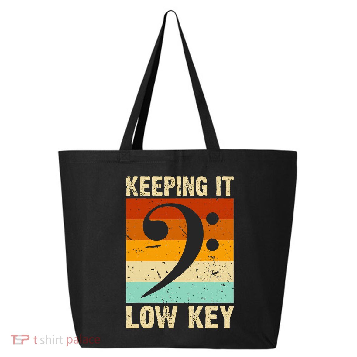 Retro Bass Clef Music Keeping It Low Key Musician Humor 25L Jumbo Tote