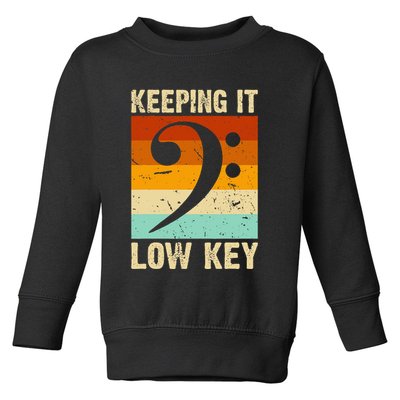 Retro Bass Clef Music Keeping It Low Key Musician Humor Toddler Sweatshirt