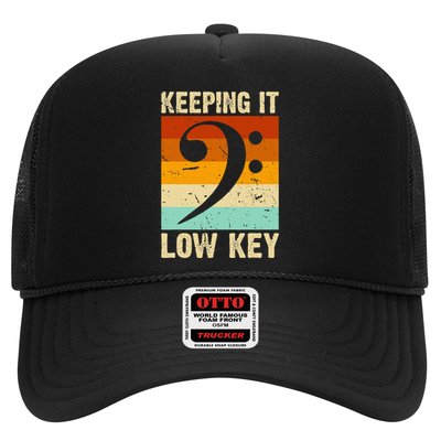 Retro Bass Clef Music Keeping It Low Key Musician Humor Trucker Hat