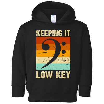 Retro Bass Clef Music Keeping It Low Key Musician Humor Toddler Hoodie