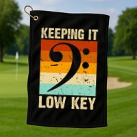 Retro Bass Clef Music Keeping It Low Key Musician Humor Golf Towel