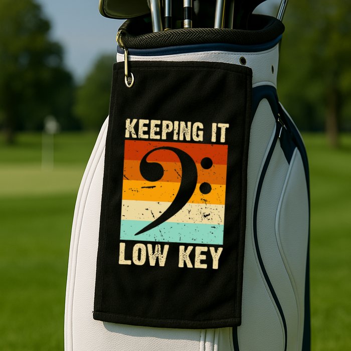 Retro Bass Clef Music Keeping It Low Key Musician Humor Golf Towel