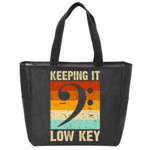 Retro Bass Clef Music Keeping It Low Key Musician Humor Zip Tote Bag