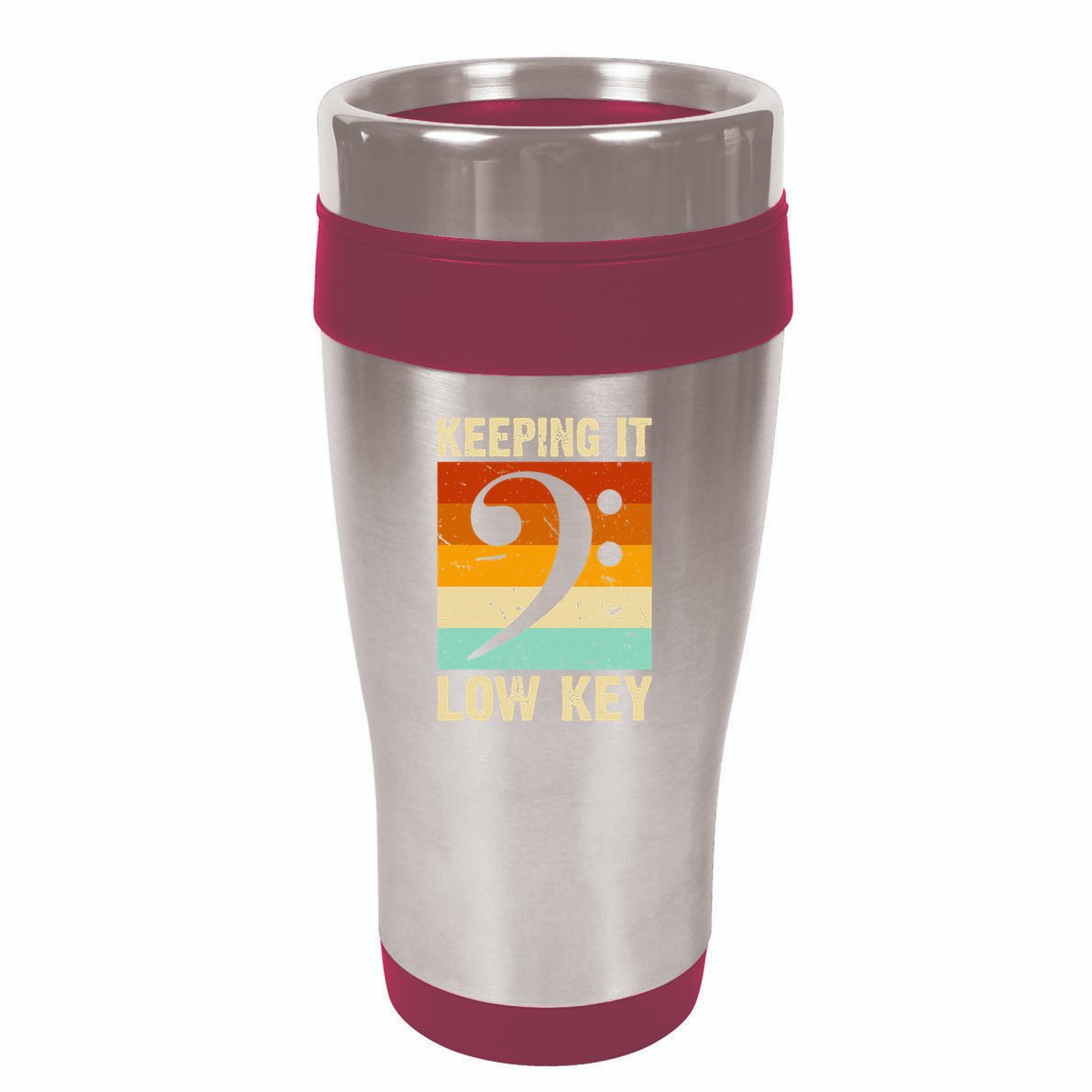 Retro Bass Clef Music Keeping It Low Key Musician Humor 16oz Travel Tumbler