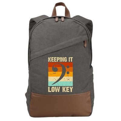 Retro Bass Clef Music Keeping It Low Key Musician Humor Cotton Canvas Backpack