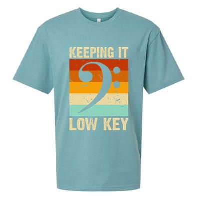 Retro Bass Clef Music Keeping It Low Key Musician Humor Sueded Cloud Jersey T-Shirt