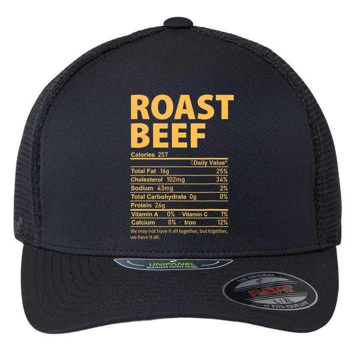 Roast Beef Costume Funny Thanksgiving Food Nutrition Facts Flexfit Unipanel Trucker Cap