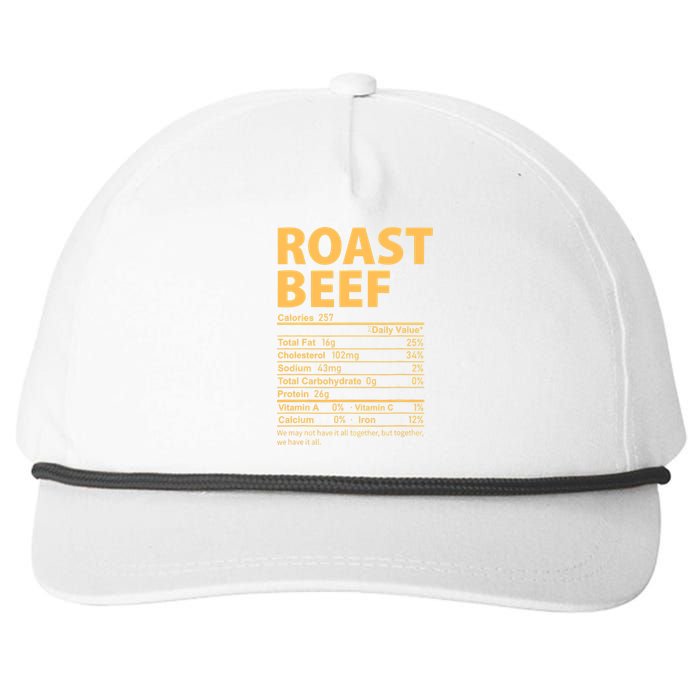 Roast Beef Costume Funny Thanksgiving Food Nutrition Facts Snapback Five-Panel Rope Hat