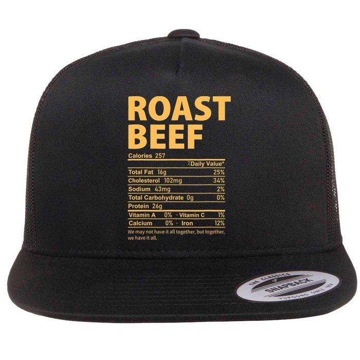 Roast Beef Costume Funny Thanksgiving Food Nutrition Facts Flat Bill Trucker Hat