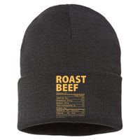 Roast Beef Costume Funny Thanksgiving Food Nutrition Facts Sustainable Knit Beanie