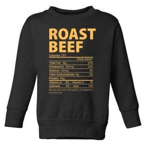 Roast Beef Costume Funny Thanksgiving Food Nutrition Facts Toddler Sweatshirt