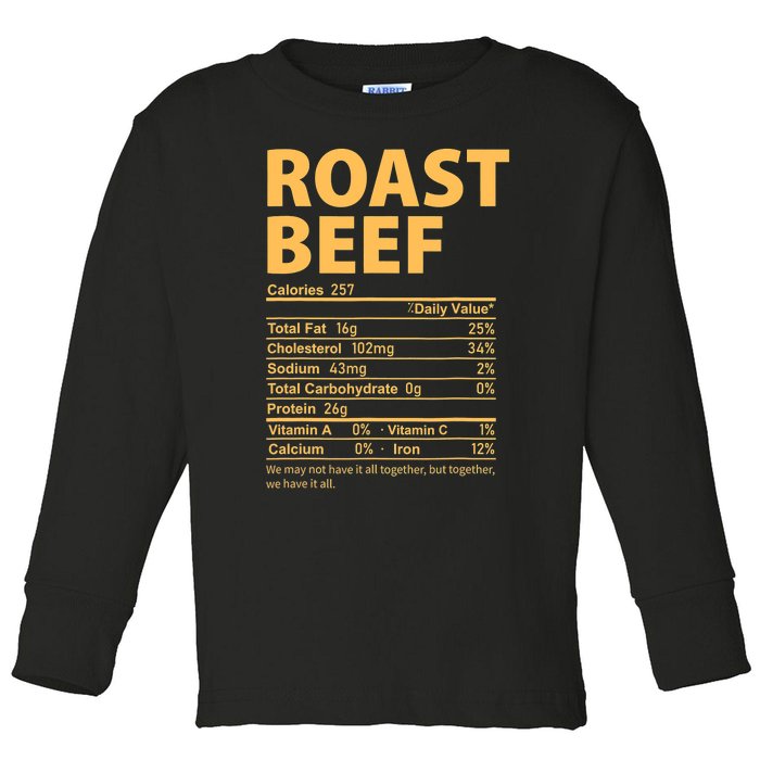 Roast Beef Costume Funny Thanksgiving Food Nutrition Facts Toddler Long Sleeve Shirt