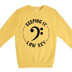 Retro Bass Clef Music Keeping It Low Key Musician Humor Premium Crewneck Sweatshirt