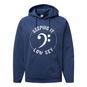 Retro Bass Clef Music Keeping It Low Key Musician Humor Performance Fleece Hoodie