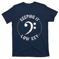 Retro Bass Clef Music Keeping It Low Key Musician Humor T-Shirt