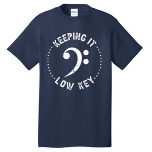 Retro Bass Clef Music Keeping It Low Key Musician Humor Tall T-Shirt