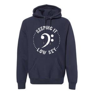 Retro Bass Clef Music Keeping It Low Key Musician Humor Premium Hoodie