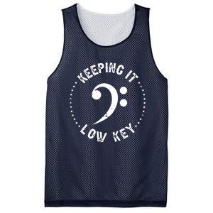 Retro Bass Clef Music Keeping It Low Key Musician Humor Mesh Reversible Basketball Jersey Tank