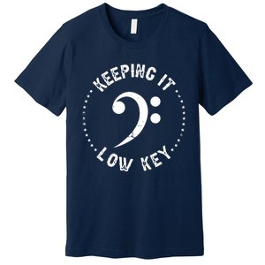 Retro Bass Clef Music Keeping It Low Key Musician Humor Premium T-Shirt