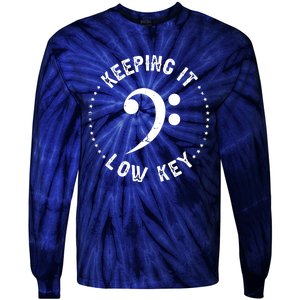 Retro Bass Clef Music Keeping It Low Key Musician Humor Tie-Dye Long Sleeve Shirt